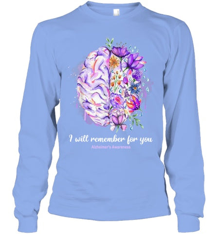 Image of I Will Remember For You Brain Alzheimer s Awareness T Shirt