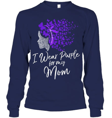 Image of I Wear Purple For My Mom Shirt Alzheimer s Awareness Gift