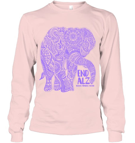 Image of Purple Elephant Alzheimer Awareness Apparel & gifts, END ALZ T Shirt