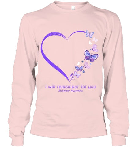 Image of I Will Remember For You Butterfly Alzheimer s Awareness T Shirt