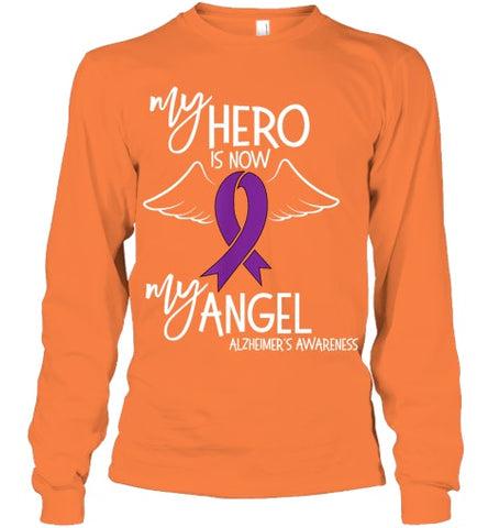 Image of My Hero is now my Angel Alzheimers Awareness T Shirt T shirt T Shirt