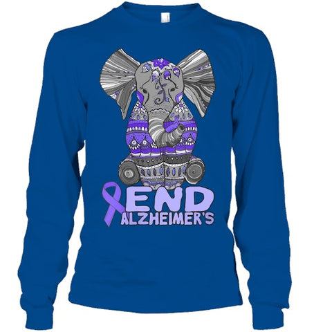 Image of Womens Alzheimer Awareness Shirts and gifts purple Elephant V Neck T Shirt