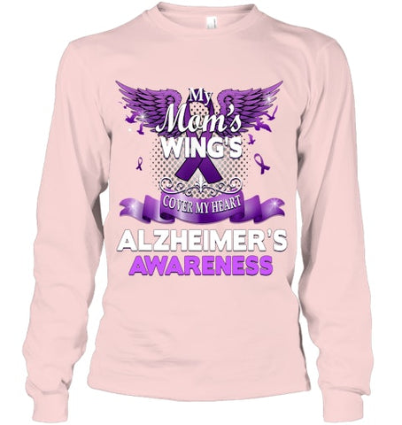 Image of Alzheimer s Awareness Products Mom s Wings Cover My Heart T Shirt