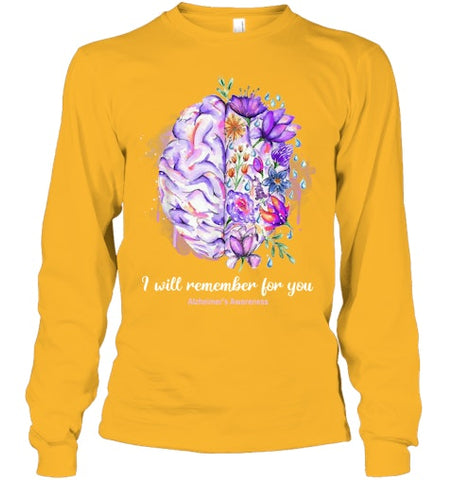 Image of I Will Remember For You Brain Alzheimer s Awareness T Shirt