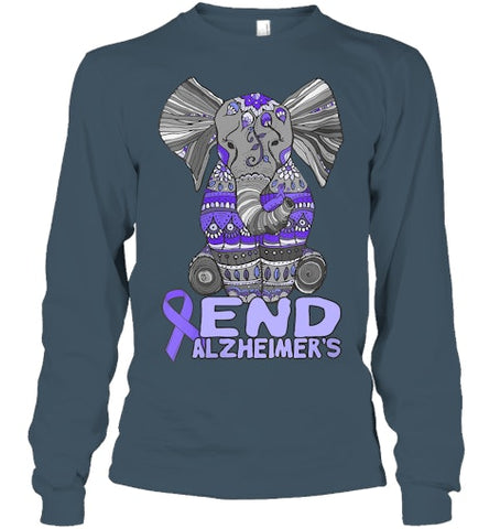 Image of Womens Alzheimer Awareness Shirts and gifts purple Elephant V Neck T Shirt