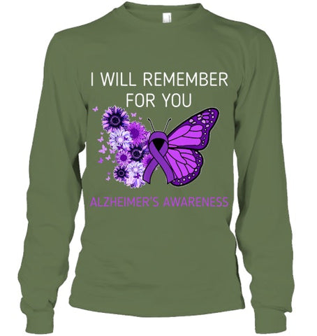 Image of Alzheimer s Awareness I Will Remember you Butterfly Women T Shirt