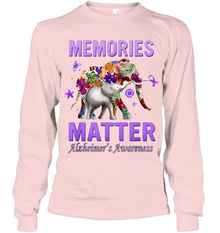 Image of Alzheimers Awareness Memories Matter Purple Elephant Womens T Shirt