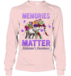 Alzheimers Awareness Memories Matter Purple Elephant Womens T Shirt