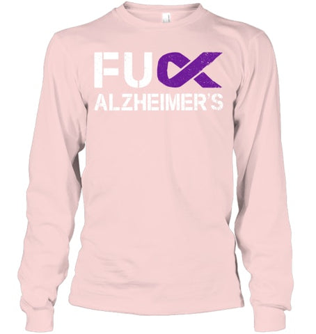 Image of Fuck FU Alzheimer s Awareness Month Purple Ribbon Fighter T Shirt