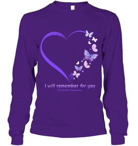 I Will Remember For You Butterfly Alzheimer s Awareness T Shirt