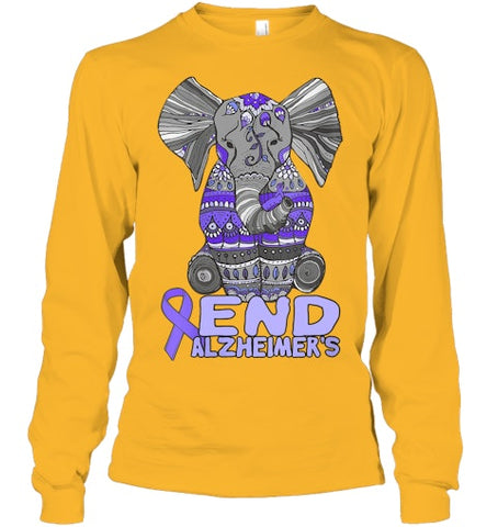 Image of Womens Alzheimer Awareness Shirts and gifts purple Elephant V Neck T Shirt