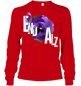 End Alz Purple Floral Pansy Dementia Alzheimer s Awareness T Shirt