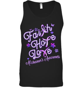 Alzheimer s Awareness Purple Ribbon Products Faith Hope Love T Shirt