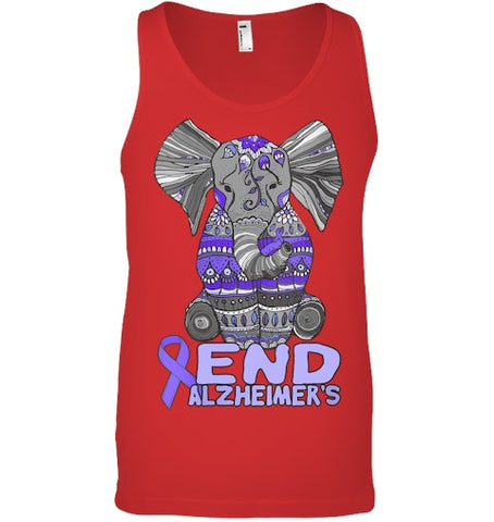 Image of Womens Alzheimer Awareness Shirts and gifts purple Elephant V Neck T Shirt