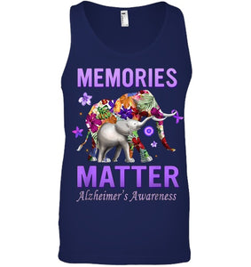 Alzheimers Awareness Memories Matter Purple Elephant Womens T Shirt