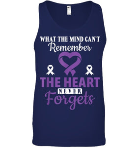 The Heart Never Forgets Alzheimer's Awareness Purple Ribbon