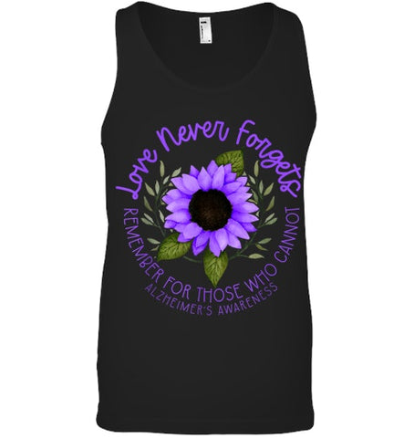 Image of Alzheimer Awareness Tee for Men and Women Purple sunflower T Shirt