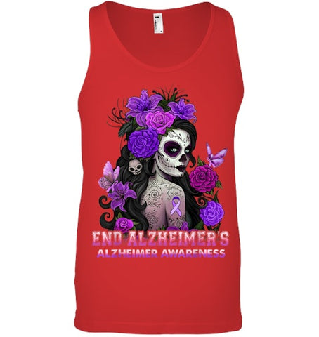 Image of End AlzheImer's Skull Girl Flowers   Alzheimer's Awareness