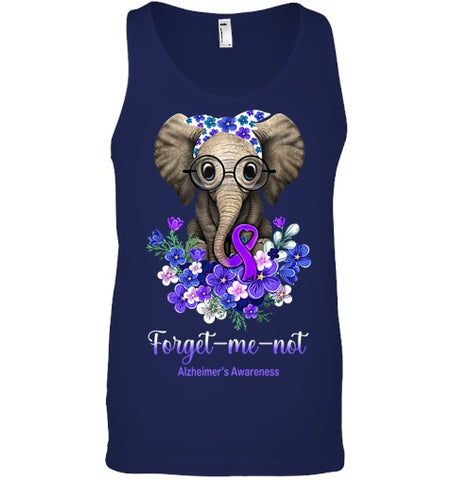 Image of Forget me not Alzheimer s Awareness Elephant Flower T Shirt