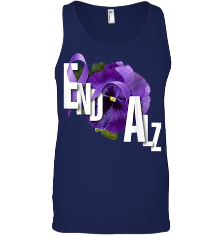 Image of End Alz Purple Floral Pansy Dementia Alzheimer s Awareness T Shirt