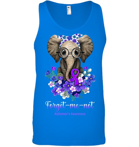 Image of Forget me not Alzheimer s Awareness Elephant Flower T Shirt