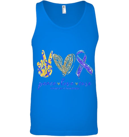 Image of Peace Love Cure Alzheimer s Awareness T Shirt