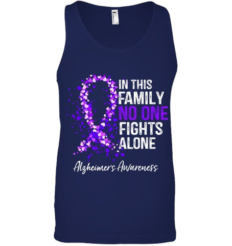 Image of In This Family No One Fights Alone Shirt Alzheimer s Ribbon T Shirt