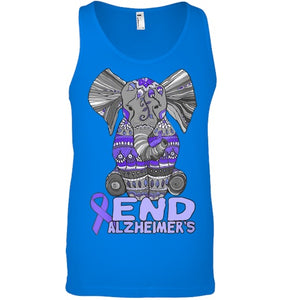 Womens Alzheimer Awareness Shirts and gifts purple Elephant V Neck T Shirt