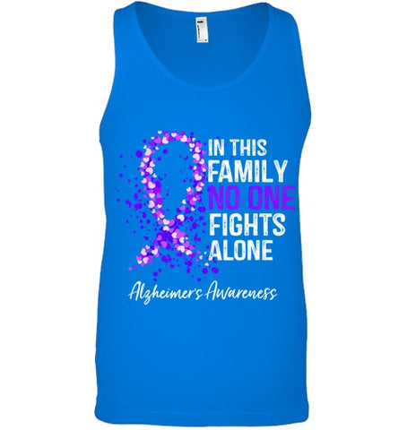 Image of In This Family No One Fights Alone Shirt Alzheimer s Ribbon T Shirt