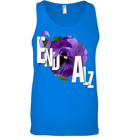 Image of End Alz Purple Floral Pansy Dementia Alzheimer s Awareness T Shirt