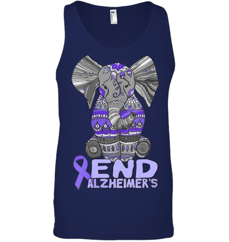 Image of Womens Alzheimer Awareness Shirts and gifts purple Elephant V Neck T Shirt