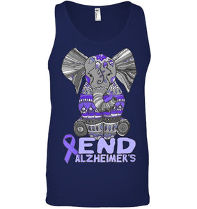 Womens Alzheimer Awareness Shirts and gifts purple Elephant V Neck T Shirt