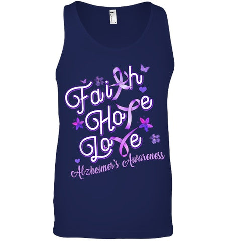 Image of Alzheimer s Awareness Purple Ribbon Products Faith Hope Love T Shirt