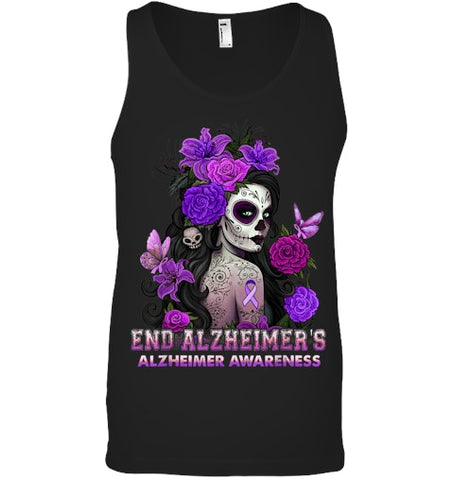 Image of End AlzheImer's Skull Girl Flowers   Alzheimer's Awareness