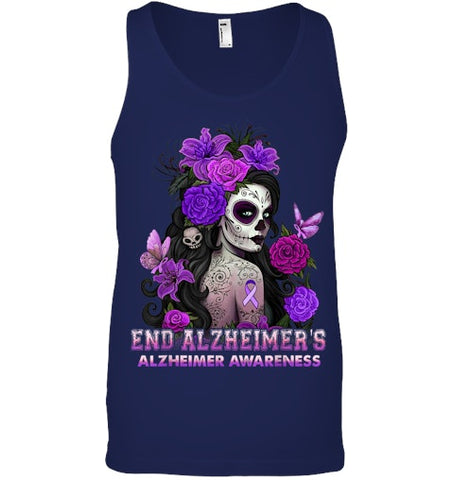 Image of End AlzheImer's Skull Girl Flowers   Alzheimer's Awareness