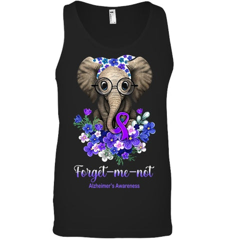 Image of Forget me not Alzheimer s Awareness Elephant Flower T Shirt