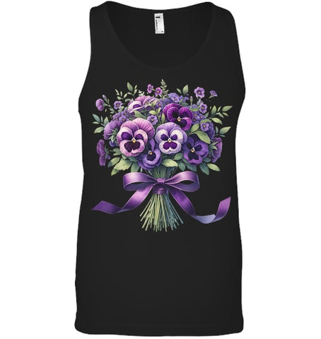 Image of Alzheimer purple floral pansy dementia alzheimer s awareness T Shirt (5)