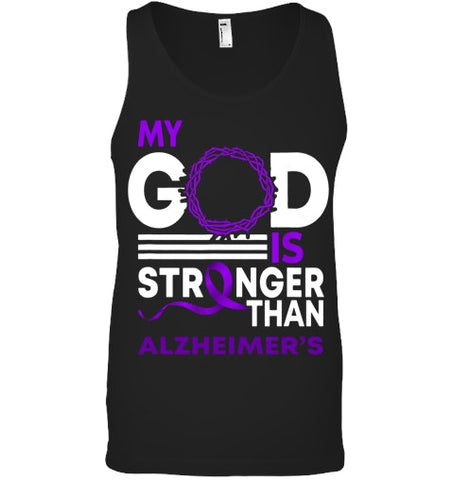 Image of My God Is Stronger Than Alzheimer s Awareness Ribbon T Shirt