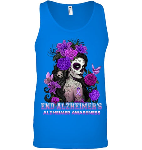 Image of End AlzheImer's Skull Girl Flowers   Alzheimer's Awareness