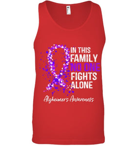 In This Family No One Fights Alone Shirt Alzheimer s Ribbon T Shirt