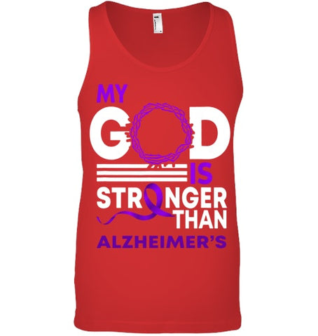 Image of My God Is Stronger Than Alzheimer s Awareness Ribbon T Shirt