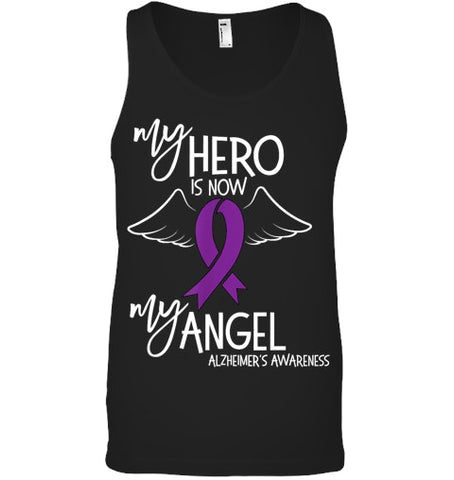 Image of My Hero is now my Angel Alzheimers Awareness T Shirt T shirt T Shirt