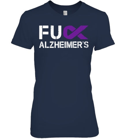 Image of Fuck FU Alzheimer s Awareness Month Purple Ribbon Fighter T Shirt