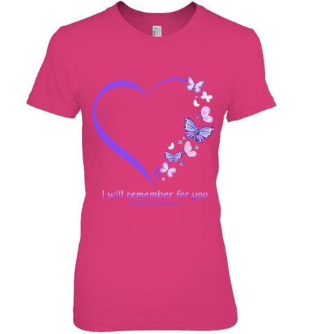 Image of I Will Remember For You Butterfly Alzheimer s Awareness T Shirt