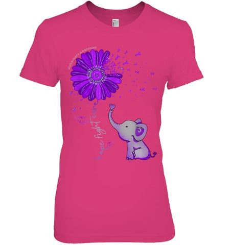 Image of Hope Fight Cure Elephant Alzheimer s Purple Ribbon T Shirt