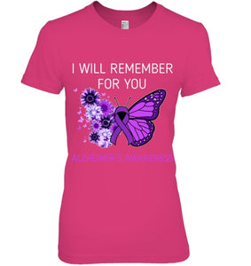 Alzheimer s Awareness I Will Remember you Butterfly Women T Shirt