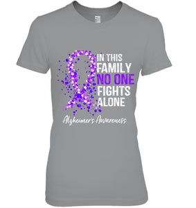 In This Family No One Fights Alone Shirt Alzheimer s Ribbon T Shirt