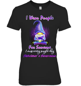 Alzheimer s Awareness Products I Wear Purple Ribbon Gnome T Shirt