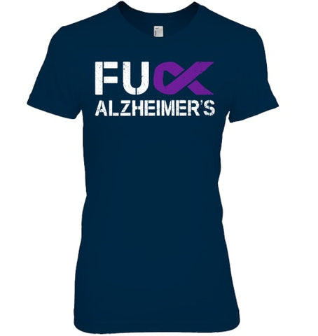 Image of Fuck FU Alzheimer s Awareness Month Purple Ribbon Fighter T Shirt