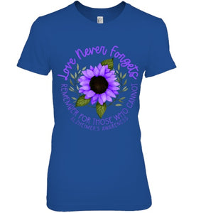 Alzheimer Awareness Tee for Men and Women Purple sunflower T Shirt